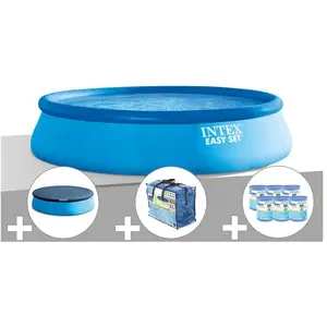 Comparateur de prix : Kit piscine autoportée Intex Easy Set 4,57 x 1,07 m + Bâche de protect...