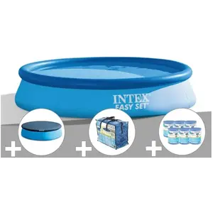 Comparateur de prix : Kit piscine autoportée Intex Easy Set 3,66 x 0,76 m + Bâche de protect...