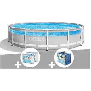 Comparateur de prix : Kit piscine tubulaire Intex Prism Frame Clearview ronde 4,27 x 1,07 m ...