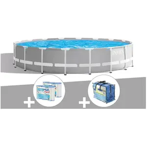 Comparateur de prix : Kit piscine tubulaire Intex Prism Frame ronde 5,49 x 1,22 m + Bâche à ...