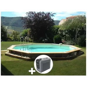 Comparateur de prix : Kit piscine bois Ubbink Océa 5,80 x 1,30 m - Liner bleu + Poolican