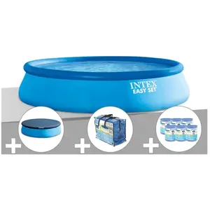 Comparateur de prix : Kit piscine autoportée Intex Easy Set 4,57 x 0,84 m + Bâche de protect...