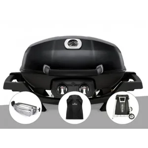 Napoleon Barbecue à gaz Travel Q PRO 285 noir + Rôtissoire + Housse + ...