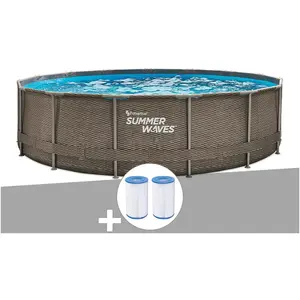 Comparateur de prix : Piscine tubulaire - SUMMER WAVES - Active Frame Pool - Effet rotin - 4...