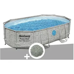Comparateur de prix : Kit piscine tubulaire ovale Bestway Power Steel SwimVista avec hublots...