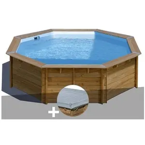 GRE Kit piscine bois Gré Violette Ø 5,00 x 1,27 m + Bâche hiver pas cher
