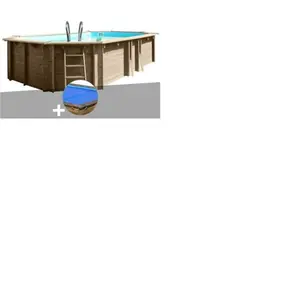 Comparateur de prix : GRE Kit piscine bois Gré Safran 6,20 x 3,95 x 1,36 m + Bâche à bulles