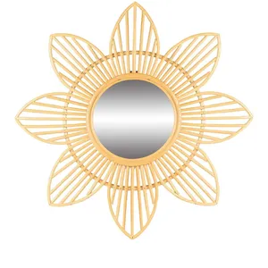 Natural Living - Miroir Marguerite Natural living en rotin - Diam 62 cm pas cher