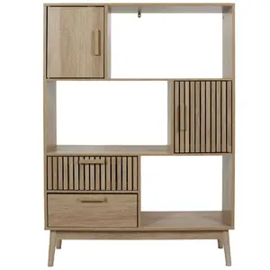 Comparateur de prix : - Bibliothèque 2 portes et 2 tiroirs Saulk en bois - Marron - Saulk