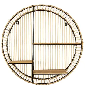 Comparateur de prix : The Home Deco Factory - Etagère ronde 3 niveaux en bambou et métal
