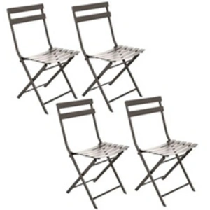 Toilinux.com Lot de 4 Chaises pliantes en métal Greensboro - Gris tonka - Toilinux - Meuble de jardin - Adulte - Extérieur pas cher