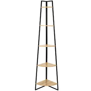 Comparateur de prix : Toilinux - Etagère d'angle 5 niveaux en bois et métal - Noir et beige