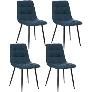 Comparateur de prix : Toilinux - Lot de 4 chaises Sirac effet velours - Bleu canard