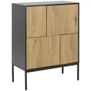 Comparateur de prix : Toilinux - Buffet 4 portes en MDF et Métal - Noir et Marron - Sireine