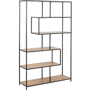 Comparateur de prix : Toilinux - Bibliothèque Sireine en mdf et métal avec 6 niches de rangement