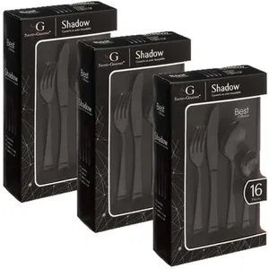Comparateur de prix : Toilinux Lot De 3 Ménagères Shadow En Acier Inoxydable - 48 Couverts - Noir