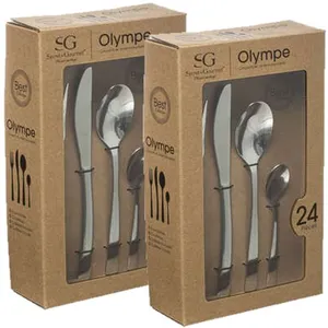 Comparateur de prix : Toilinux Lot De 2 Ménagères Olympe En Acier Inoxydable - 48 Couverts - Argent