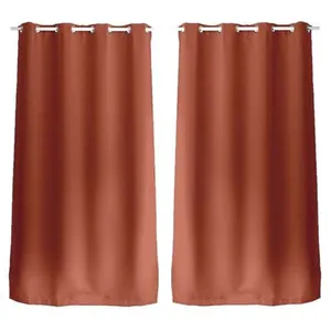 Comparateur de prix : TOILINUX - Lot de 2 Rideaux occultants Basic à 8 oillets - Longueur 240 cm x Largeur 140 cm - Orange terre cuite - Basic