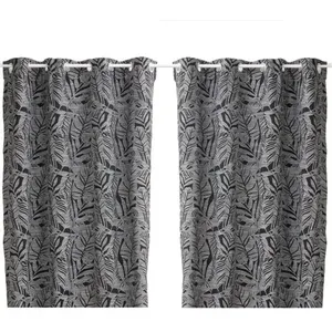Comparateur de prix : TOILINUX - Lot de 2 Rideaux Folha au tissage jacquard - 140 x 260 cm - Noir et Blanc - Folha