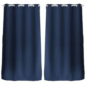 TOILINUX - Lot de 2 Rideaux unis occultants avec oillets - 140 x 240 cm - Bleu Marine