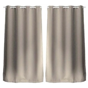 TOILINUX - Lot de 2 Rideaux unis occultants avec oillets - 140 x 240 cm - Taupe pas cher