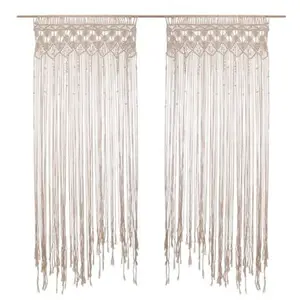 Comparateur de prix : Toilinux - Lot de 2 Rideaux à fil détails macramé Rituality - L. 90 x ...
