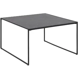 TOILINUX Table basse carré en mélaminé et métal - L.80 cm x H. 48 cm - Noir TU pas cher