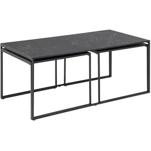 Comparateur de prix : Toilinux Table basse extensible en 3 pièces en mélamine et métal noir