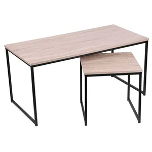 Toilinux Lot De 2 Tables Basses Colorado En Mdf Et Métal - Marron Et Noir pas cher