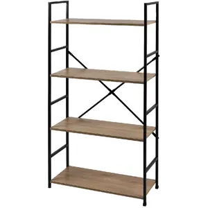 Comparateur de prix : Toilinux Etagère droite large 4 niveaux colorado h.48 en métal et mdf - beige et noir