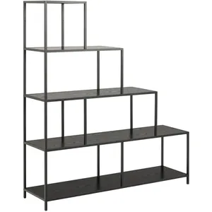 Comparateur de prix : TOILINUX Bibliothèque en escalier 4 étagères asymétriques en mdf et métal - noir