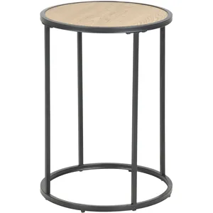 Toilinux - Table d'appoint ou bout de canapé rond en mdf et métal