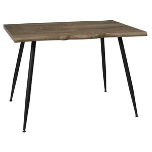 Toilinux - Table à manger 4 personnes en métal et MDF - Noir et Marron - Forest pas cher