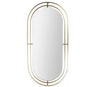 Miroir décoratif - Toilinux - Métal ovale doré - Longueur 90cm - Largeur 43cm