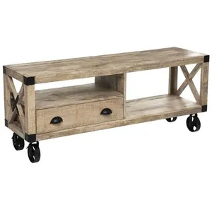 ATMOSPHERA Meuble TV 1 porte en manguier SILAS - Beige pas cher