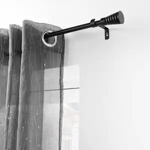 Comparateur de prix : DOUCEUR D'INTERIEUR Kit de tringle à rideaux extensible noir L210 /L380 cm