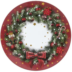Comparateur de prix : - Lot de 12 dessous d'assiette Couronne de Noël D. 33 cm - Rouge
