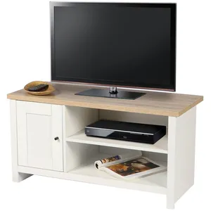Comparateur de prix : TOILINUX Meuble Tv Avec 1 Porte Et 2 Niches De Rangement En Bois Hanoi - Blanc