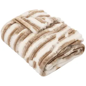 Comparateur de prix : ATMOSPHERA Plaid avoriaz imitation fourrure - 130 x 180 cm - marron et blanc