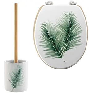 Comparateur de prix : Douceur D'Interieur Abattant et brosse WC Varadero - Blanc et vert