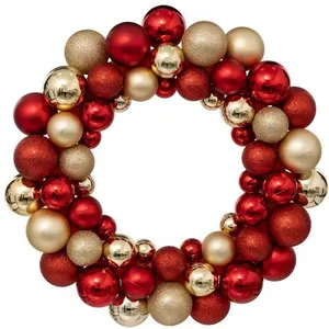 Comparateur de prix : Atmosphera Couronne boule de Noël - Diam 35 cm - Rouge et Or
