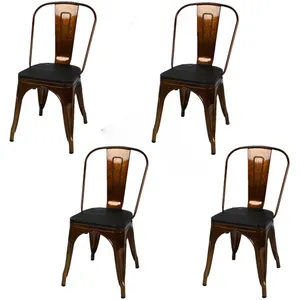 Comparateur de prix : Urban Living - Lot de 4 chaises vintage Liv H84 cm - Doré et noir