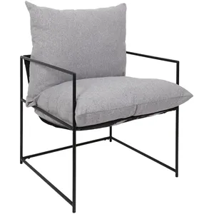 Comparateur de prix : The Home Deco Factory - Fauteuil tissu et métal Ella - Gris et noir
