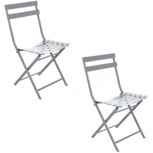 HESPERIDE Hespéride - Lot de 2 chaises de jardin pliables en métal Greensboro - Quartz pas cher