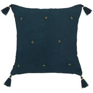 Comparateur de prix : ATMOSPHERA - Coussin de chaise brodé rectangulaire Starke - 40 x 40 cm - Bleu nuit