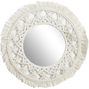Comparateur de prix : The Home Deco Factory Miroir rond bohème - Diam 55 Cm - Beige