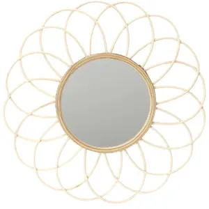 Comparateur de prix : The Home Deco Factory - Miroir Rosace en rotin - Diam 56 cm