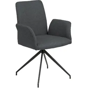 Toilinux - Fauteuil de table Lou en tissu - Gris foncé pas cher