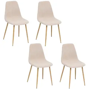 Comparateur de prix : Atmosphera - Lot de 4 chaises Loka en tissu - Beige