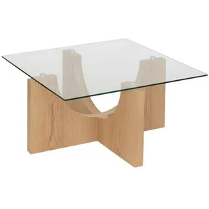 Comparateur de prix : Atmosphera - Table basse carrée en bois et verre ETINI - Beige